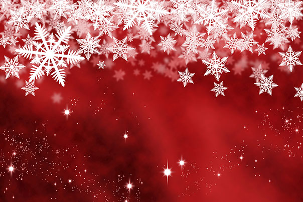 image of white snowflakes on red background